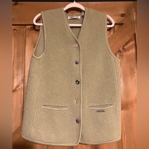 Vintage wool sage green vest hand framed